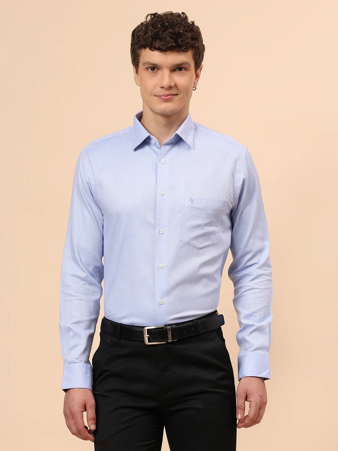 Formal Shirt for Men l Breathable & Soft with Color Fastness Regular Fit Spread Collar Neck Cotton Fabric Self Design Pattern - Image 3