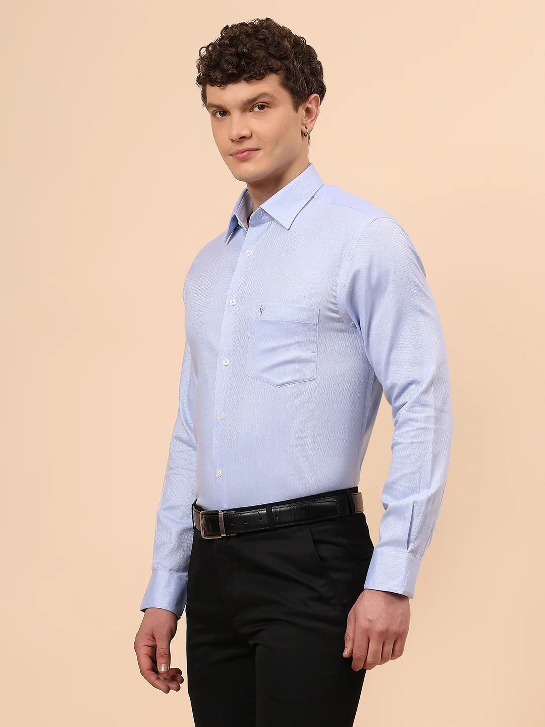 Formal Shirt for Men l Breathable & Soft with Color Fastness Regular Fit Spread Collar Neck Cotton Fabric Self Design Pattern - Image 4