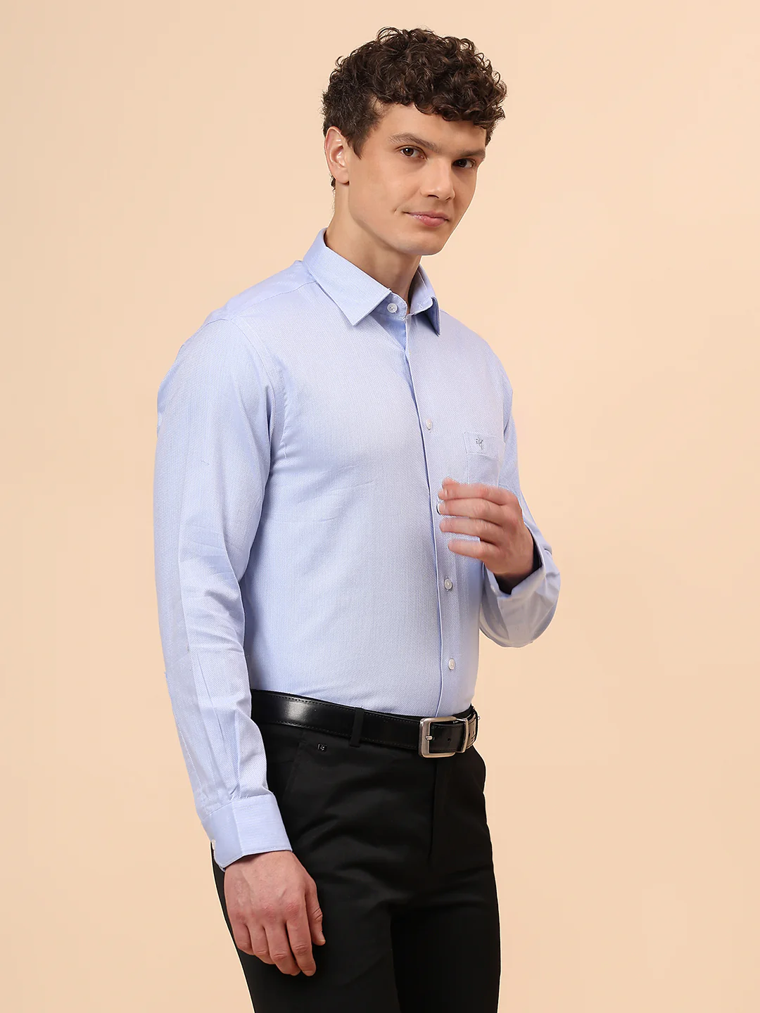 Formal Shirt for Men l Breathable & Soft with Color Fastness Regular Fit Spread Collar Neck Cotton Fabric Self Design Pattern - Image 5