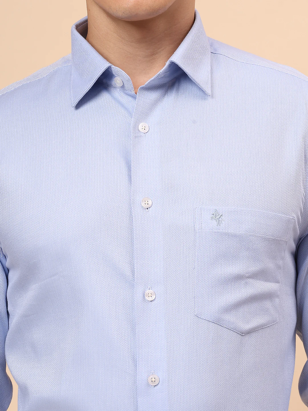 Formal Shirt for Men l Breathable & Soft with Color Fastness Regular Fit Spread Collar Neck Cotton Fabric Self Design Pattern - Image 7