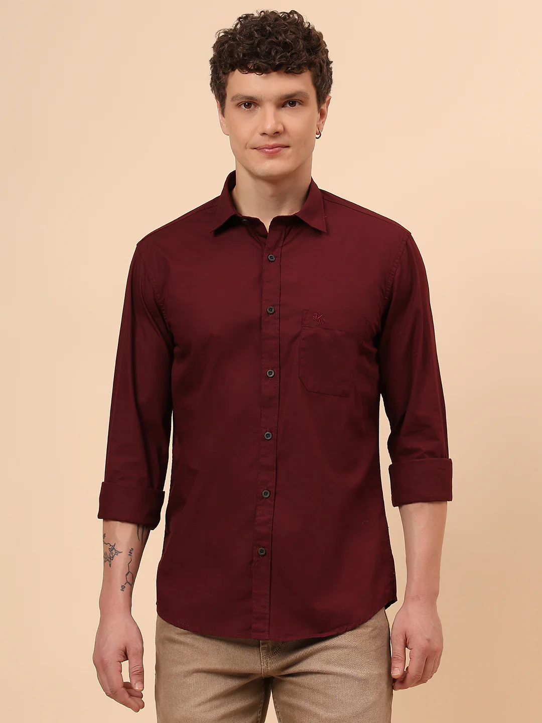Casual Shirt for Men | Breathable & Soft with Color Fastness Regular Fit Spread Collar Neck Cotton Fabric Solid Pattern - Image 3
