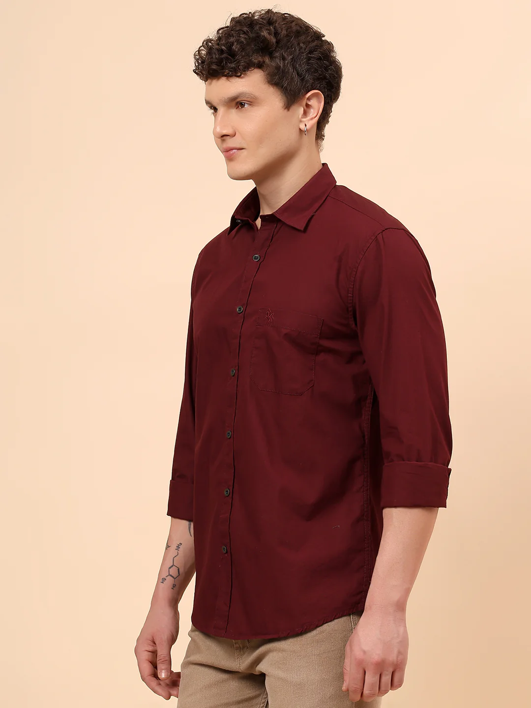 Casual Shirt for Men | Breathable & Soft with Color Fastness Regular Fit Spread Collar Neck Cotton Fabric Solid Pattern - Image 4