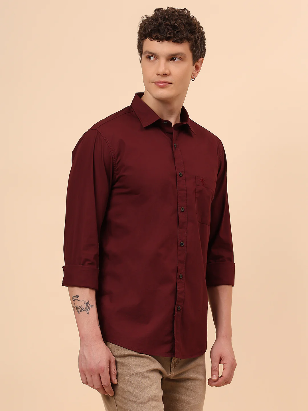 Casual Shirt for Men | Breathable & Soft with Color Fastness Regular Fit Spread Collar Neck Cotton Fabric Solid Pattern - Image 5