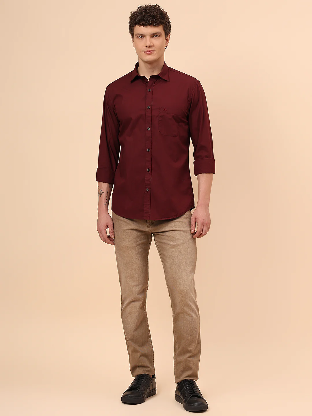 Casual Shirt for Men | Breathable & Soft with Color Fastness Regular Fit Spread Collar Neck Cotton Fabric Solid Pattern - Image 8