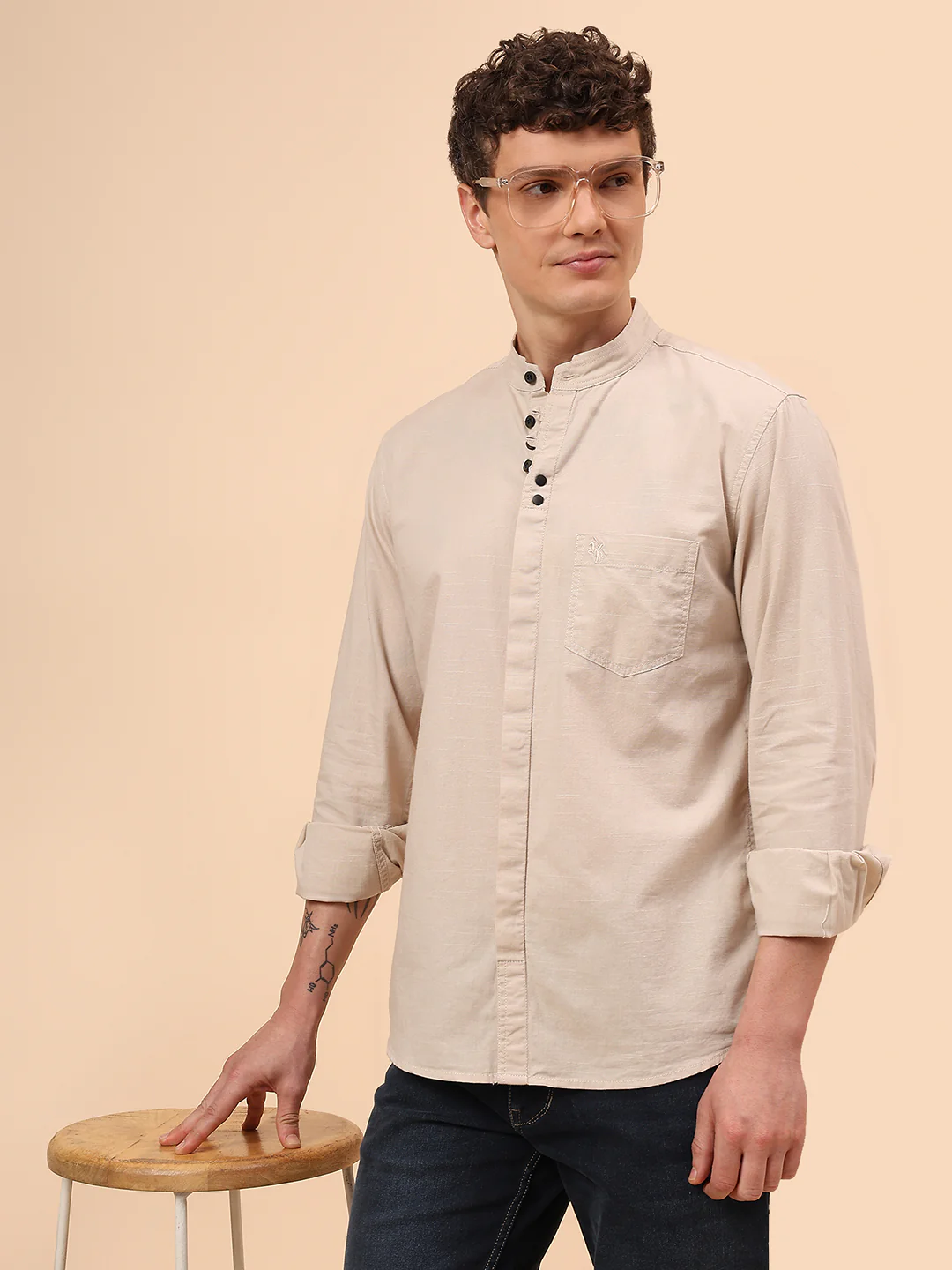 Casual Shirt for Men | Breathable & Soft with Color Fastness Regular Fit Spread Collar Neck Cotton Fabric Solid Pattern - Image 2
