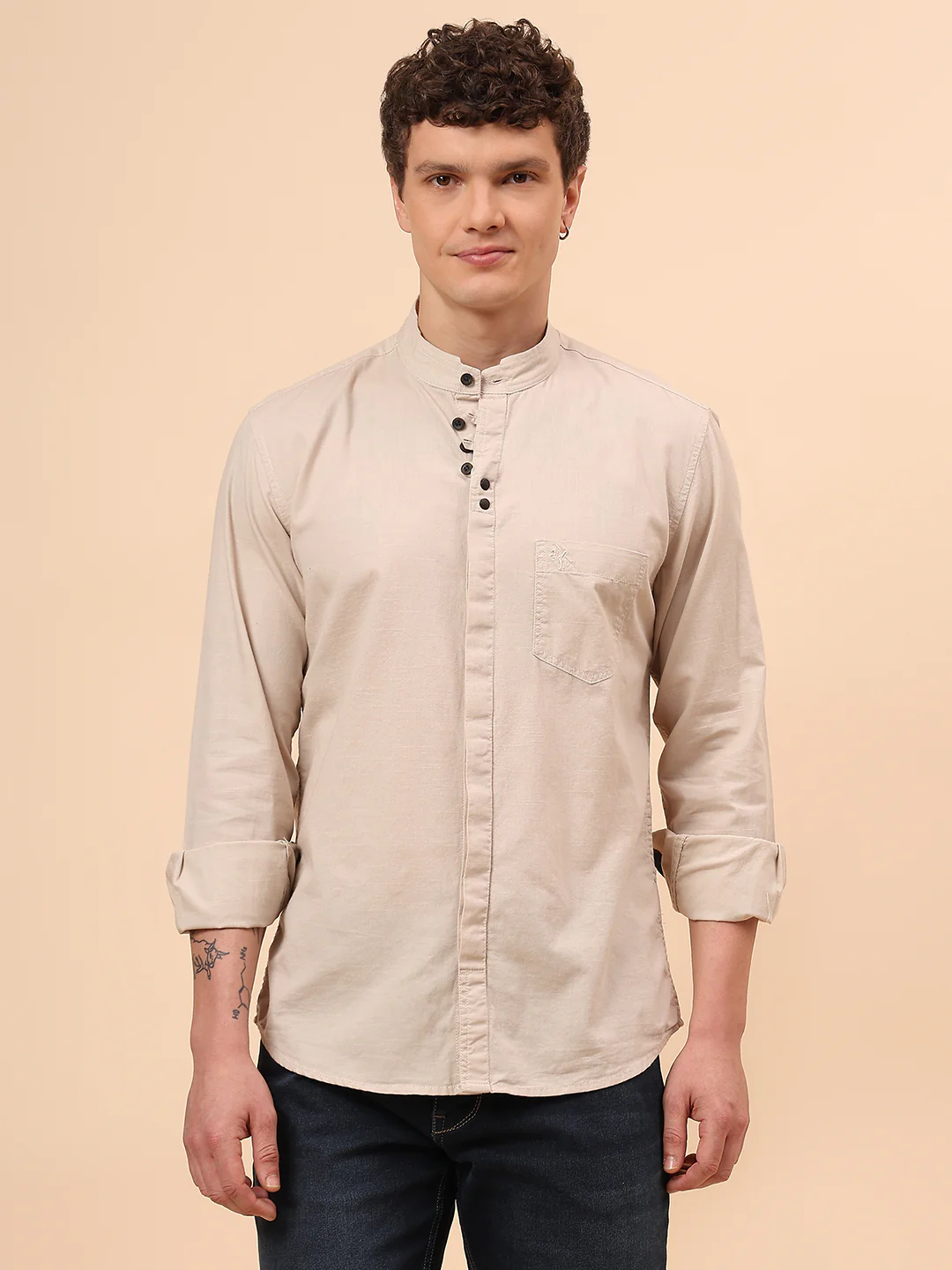 Casual Shirt for Men | Breathable & Soft with Color Fastness Regular Fit Spread Collar Neck Cotton Fabric Solid Pattern - Image 3