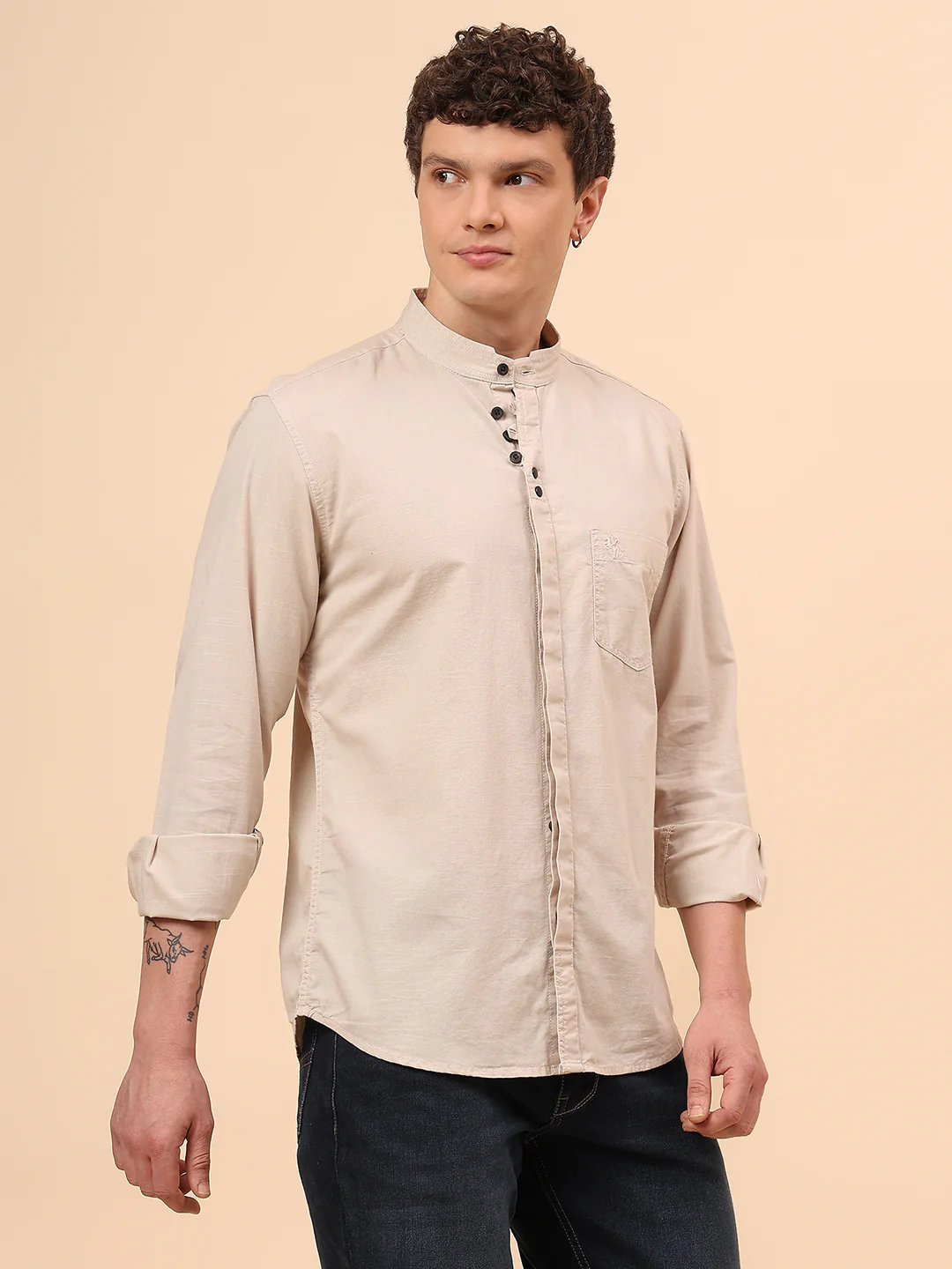 Casual Shirt for Men | Breathable & Soft with Color Fastness Regular Fit Spread Collar Neck Cotton Fabric Solid Pattern - Image 5
