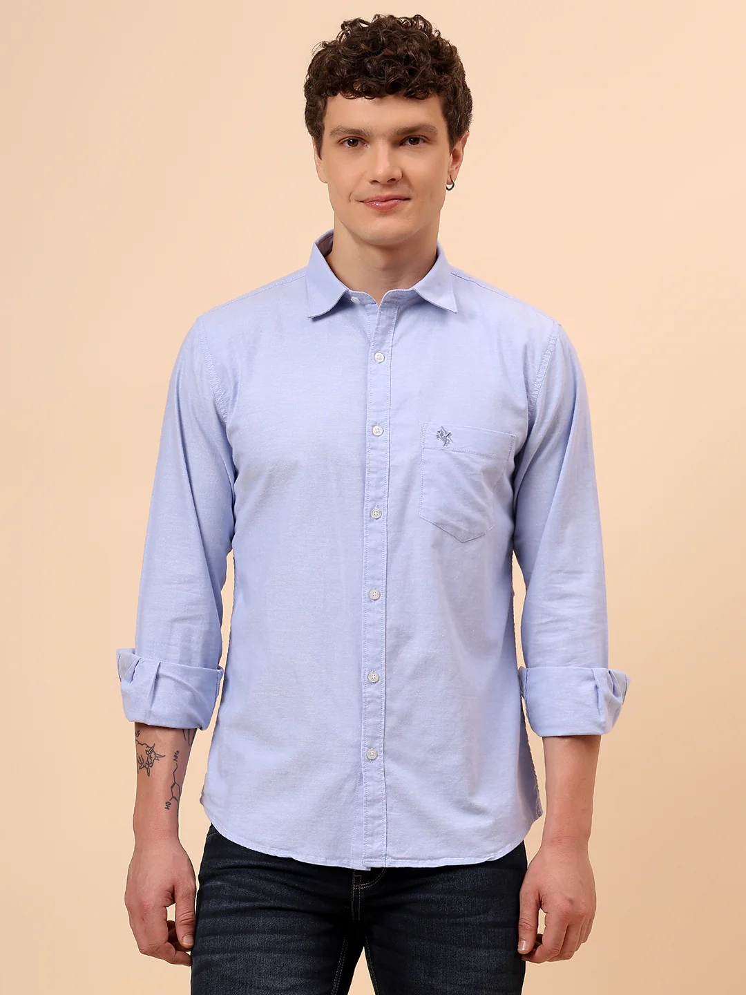 Casual Shirt for Men | Breathable & Soft with Color Fastness Regular Fit Spread Collar Neck Cotton Fabric Solid Pattern - Image 3