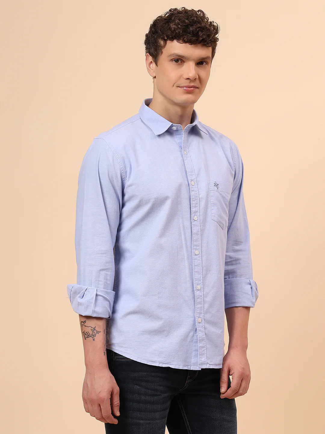Casual Shirt for Men | Breathable & Soft with Color Fastness Regular Fit Spread Collar Neck Cotton Fabric Solid Pattern - Image 5