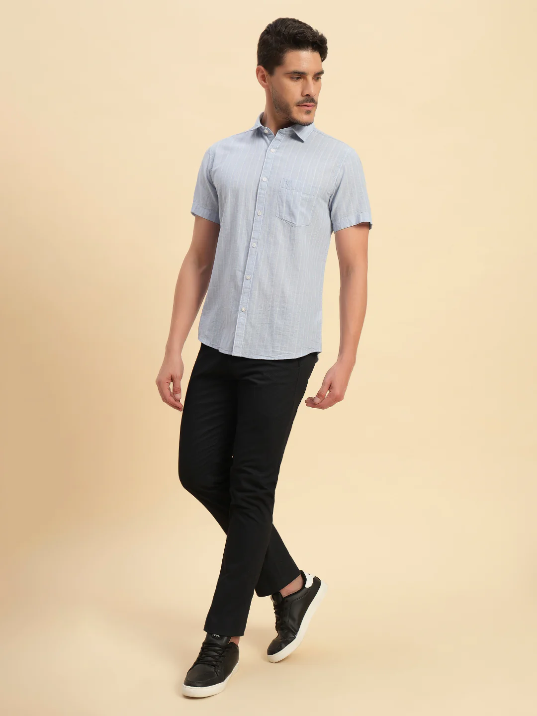 Casual Shirt for Men | Breathable & Soft with Color Fastness Regular Fit Spread Collar Neck Cotton Fabric Striped Pattern - Image 6