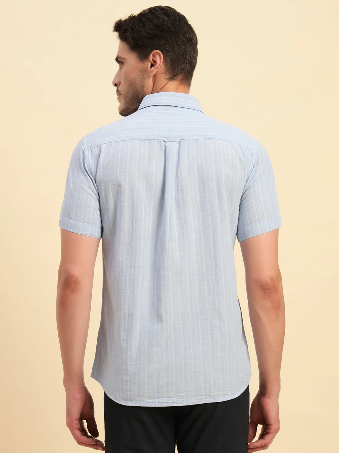 Casual Shirt for Men | Breathable & Soft with Color Fastness Regular Fit Spread Collar Neck Cotton Fabric Striped Pattern - Image 7