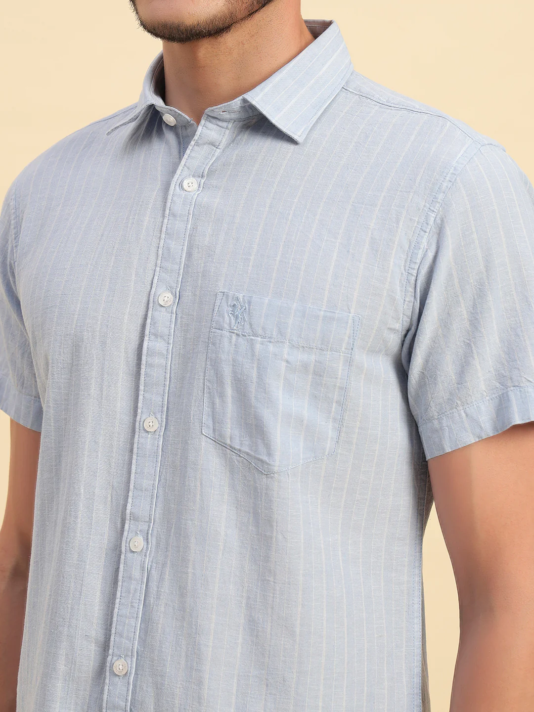 Casual Shirt for Men | Breathable & Soft with Color Fastness Regular Fit Spread Collar Neck Cotton Fabric Striped Pattern - Image 8
