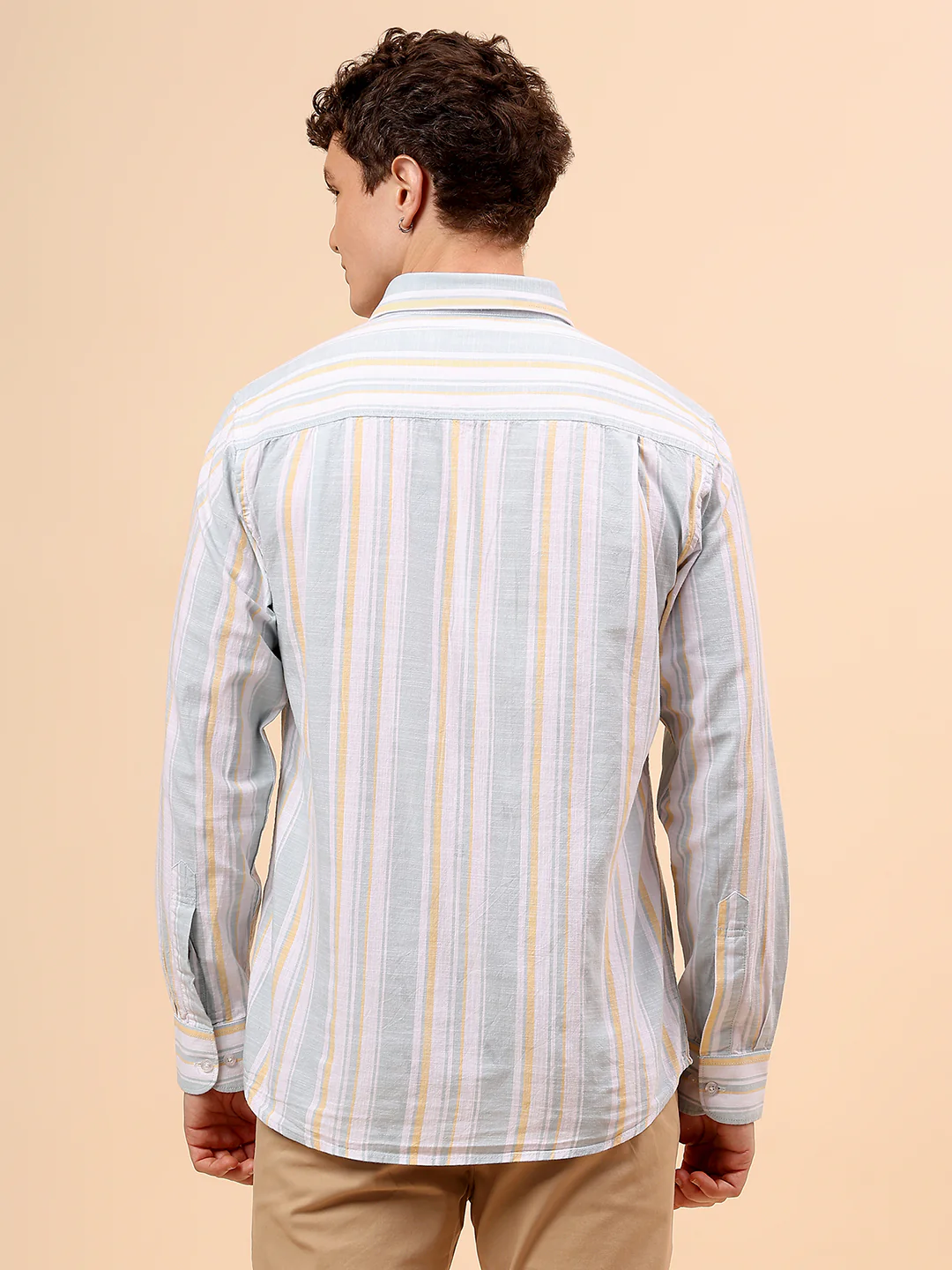 Casual Shirt for Men | Breathable & Soft with Color Fastness Regular Fit Spread Collar Neck Cotton Fabric Striped Pattern - Image 6