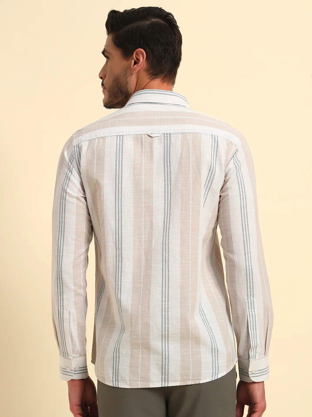 Casual Shirt for Men | Breathable & Soft with Color Fastness Regular Fit Spread Collar Neck Cotton Fabric Striped Pattern - Image 7