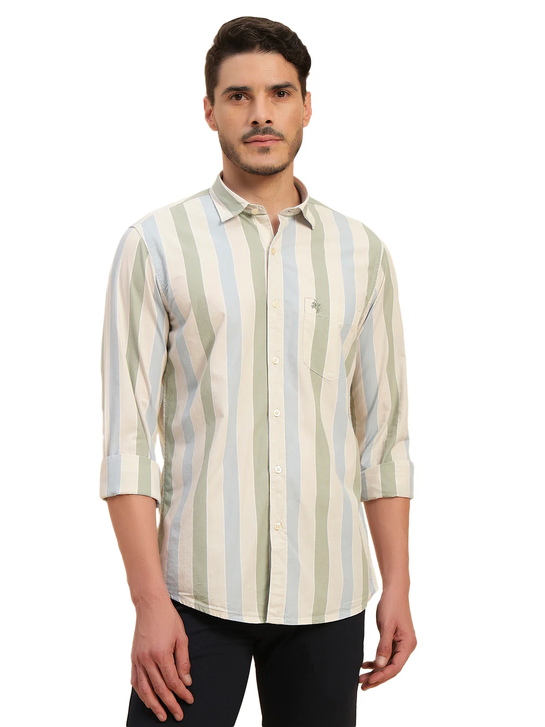 Casual Shirt for Men | Breathable & Soft with Color Fastness Regular Fit Spread Collar Neck Cotton Fabric Striped Pattern - Image 4