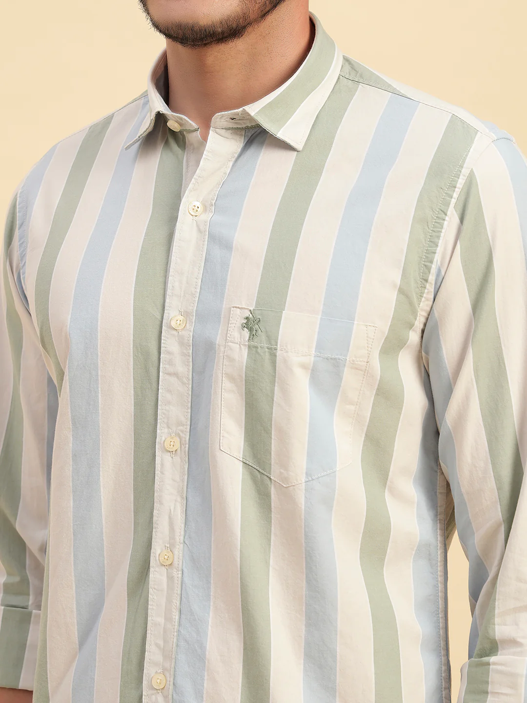 Casual Shirt for Men | Breathable & Soft with Color Fastness Regular Fit Spread Collar Neck Cotton Fabric Striped Pattern - Image 8