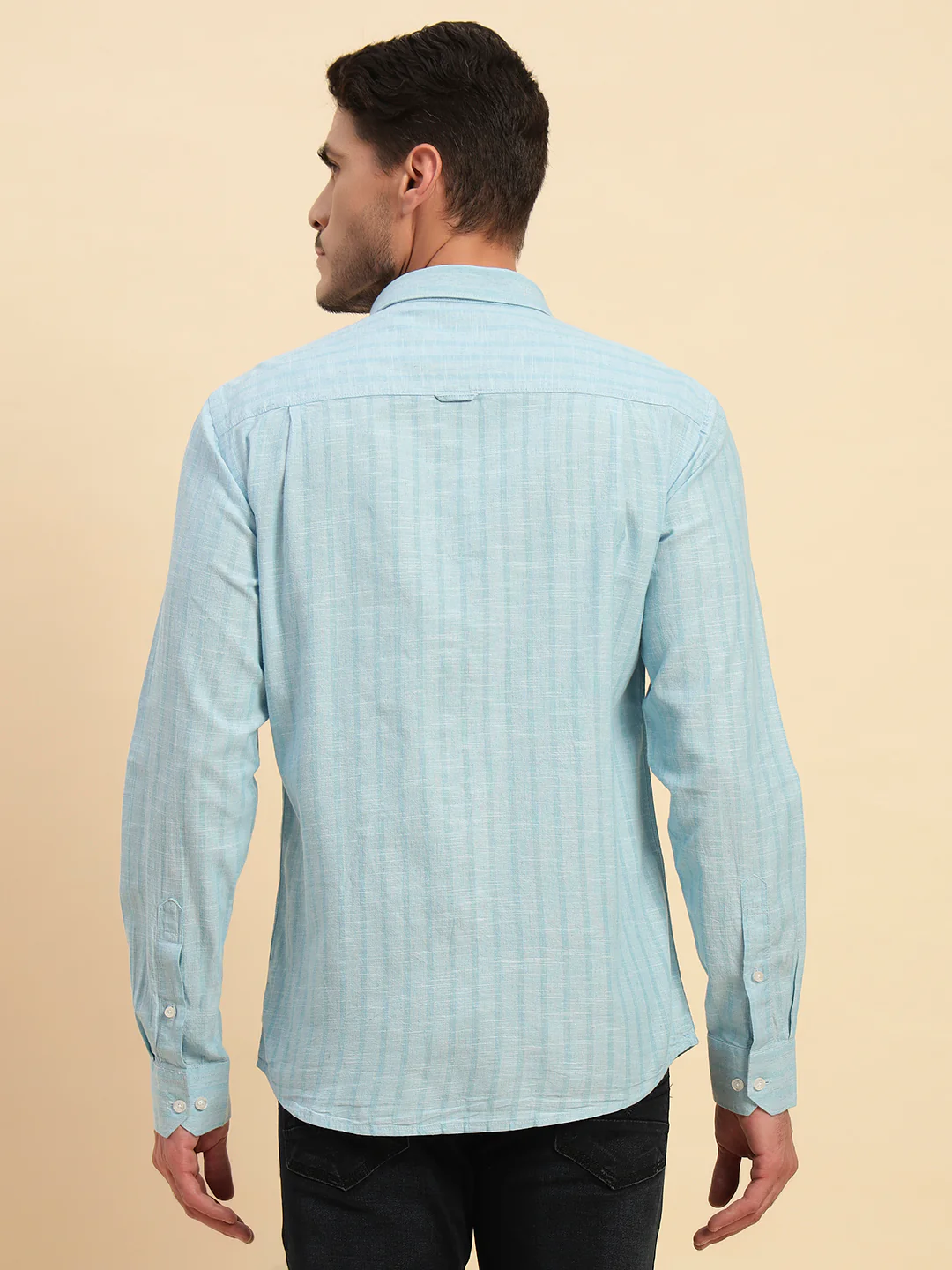 Casual Shirt for Men | Breathable & Soft with Color Fastness Regular Fit Spread Collar Neck Cotton Fabric Striped Pattern - Image 7