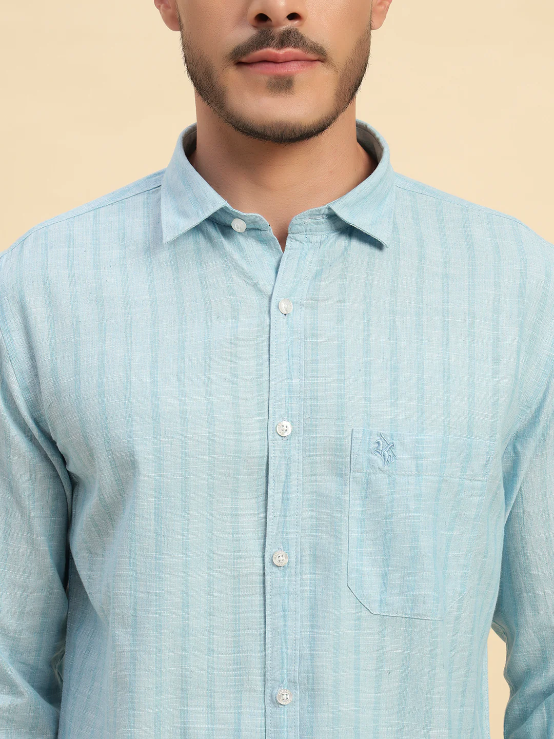 Casual Shirt for Men | Breathable & Soft with Color Fastness Regular Fit Spread Collar Neck Cotton Fabric Striped Pattern - Image 8