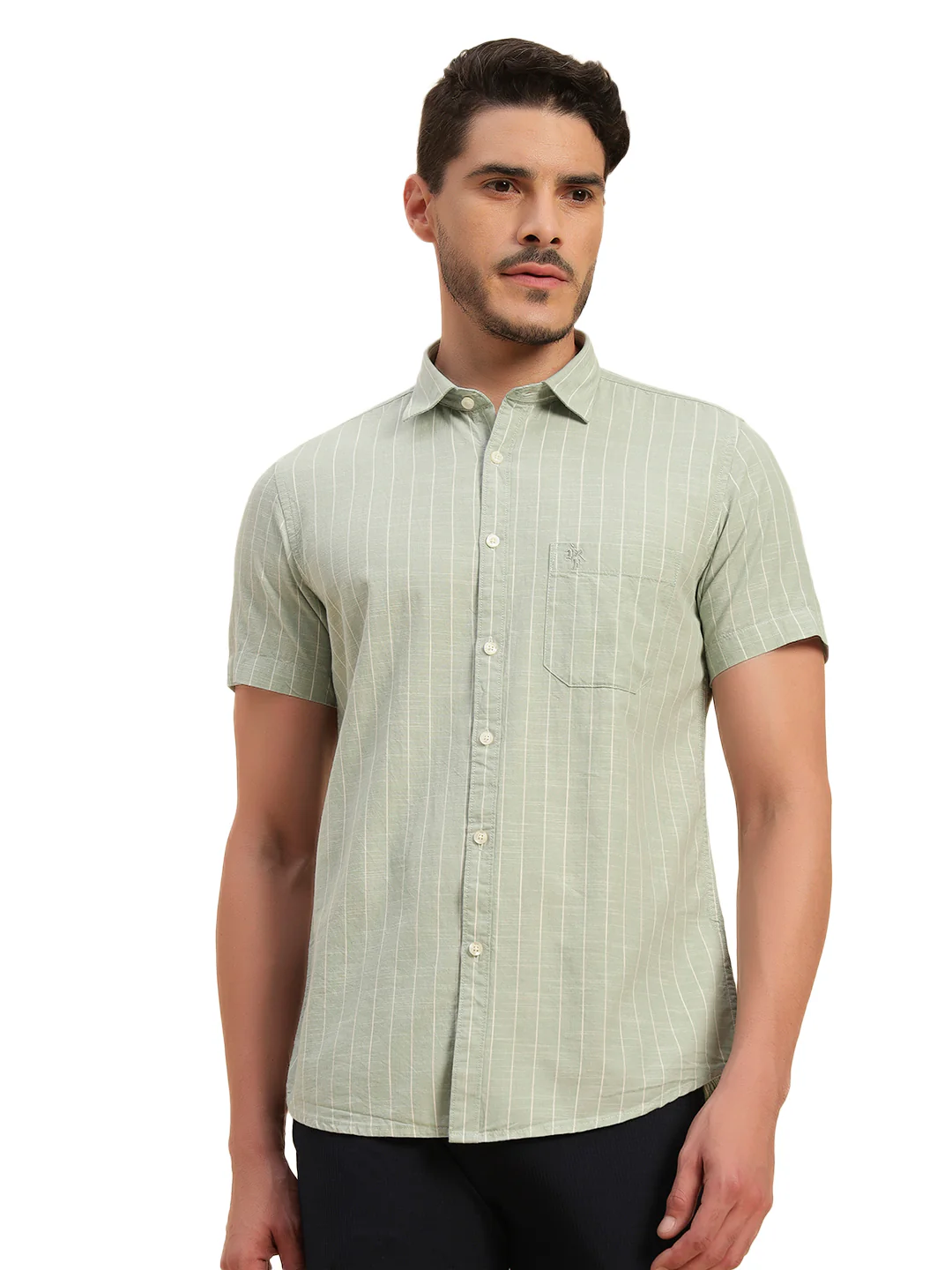 Casual Shirt for Men | Breathable & Soft with Color Fastness Regular Fit Spread Collar Neck Cotton Fabric Striped Pattern - Image 3