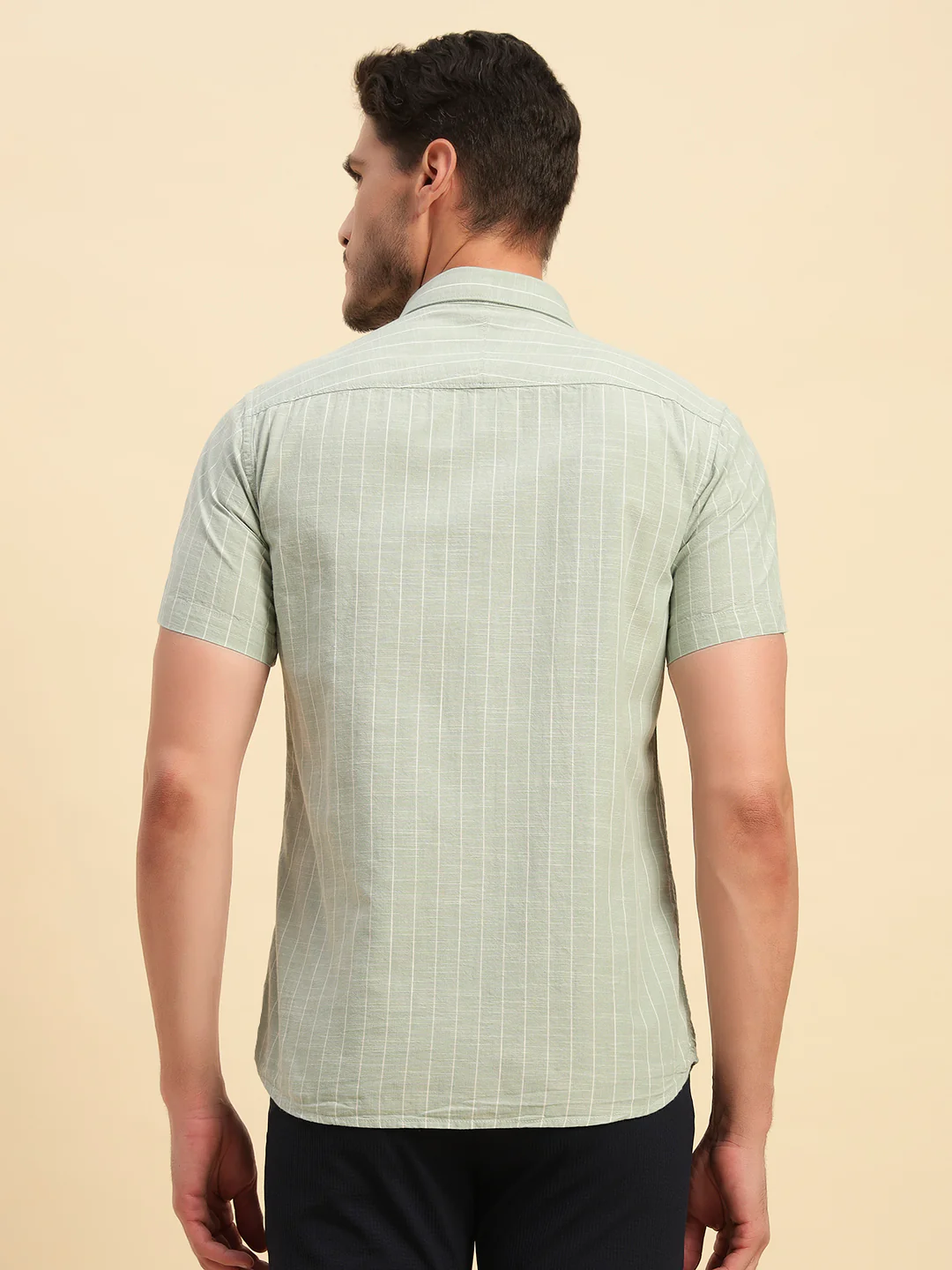 Casual Shirt for Men | Breathable & Soft with Color Fastness Regular Fit Spread Collar Neck Cotton Fabric Striped Pattern - Image 7