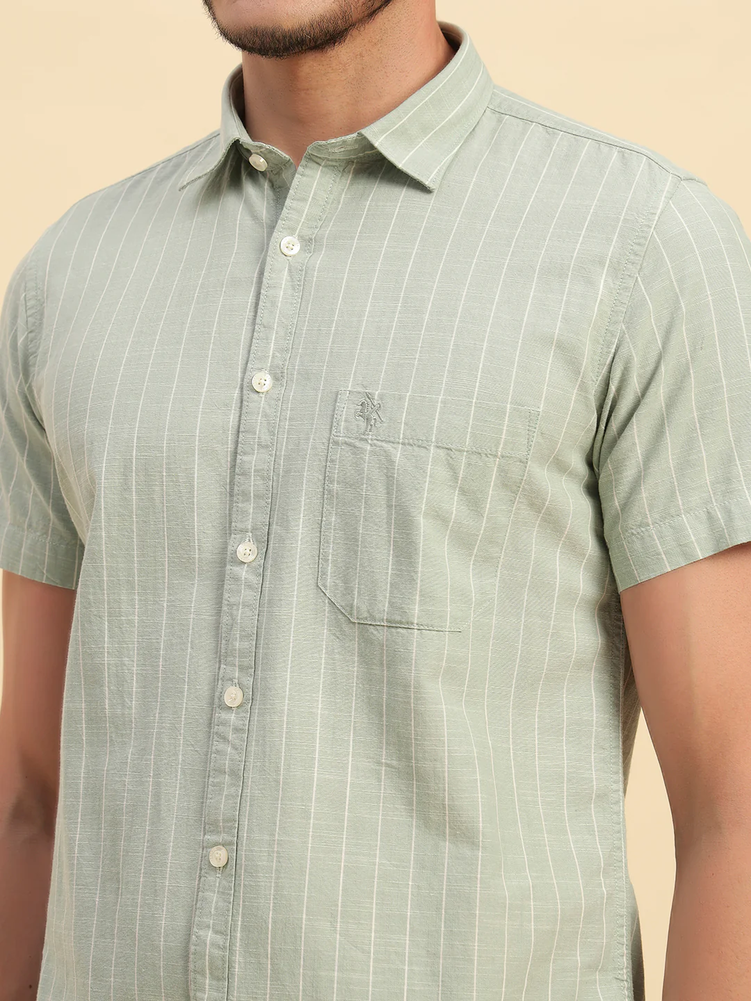 Casual Shirt for Men | Breathable & Soft with Color Fastness Regular Fit Spread Collar Neck Cotton Fabric Striped Pattern - Image 8