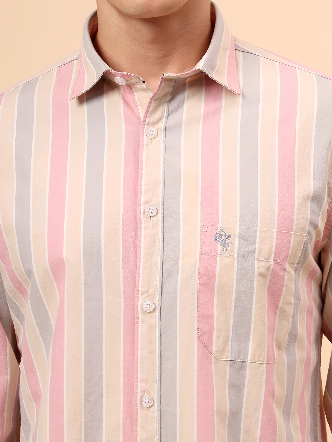 Casual Shirt for Men | Breathable & Soft with Color Fastness Regular Fit Spread Collar Neck Cotton Fabric Striped Pattern - Image 7
