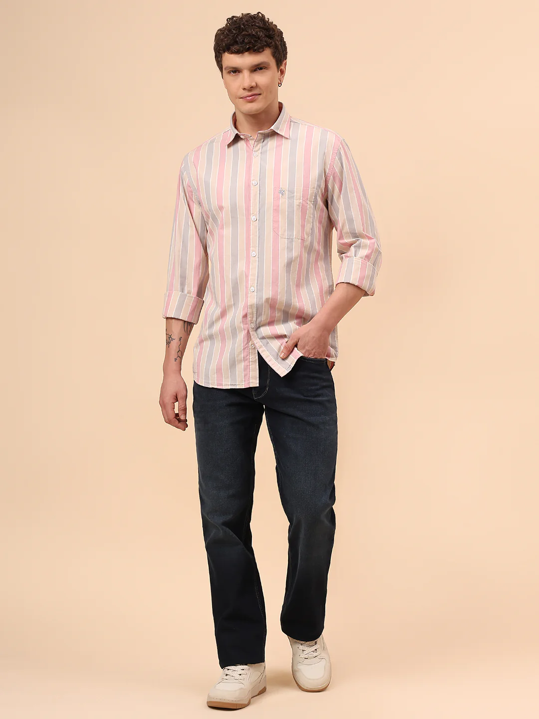Casual Shirt for Men | Breathable & Soft with Color Fastness Regular Fit Spread Collar Neck Cotton Fabric Striped Pattern - Image 8