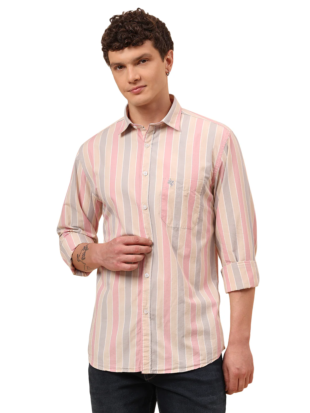 Casual Shirt for Men | Breathable & Soft with Color Fastness Regular Fit Spread Collar Neck Cotton Fabric Striped Pattern - Image 9