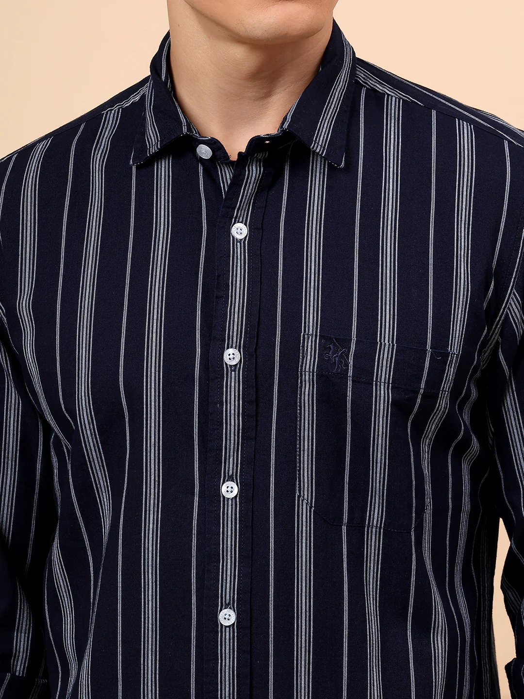 Casual Shirt for Men | Breathable & Soft with Color Fastness Regular Fit Spread Collar Neck Cotton Fabric Striped Pattern - Image 7
