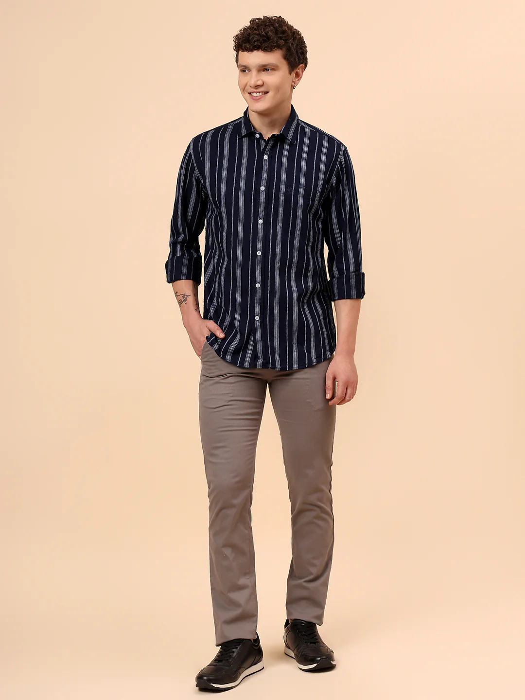 Casual Shirt for Men | Breathable & Soft with Color Fastness Regular Fit Spread Collar Neck Cotton Fabric Striped Pattern - Image 8
