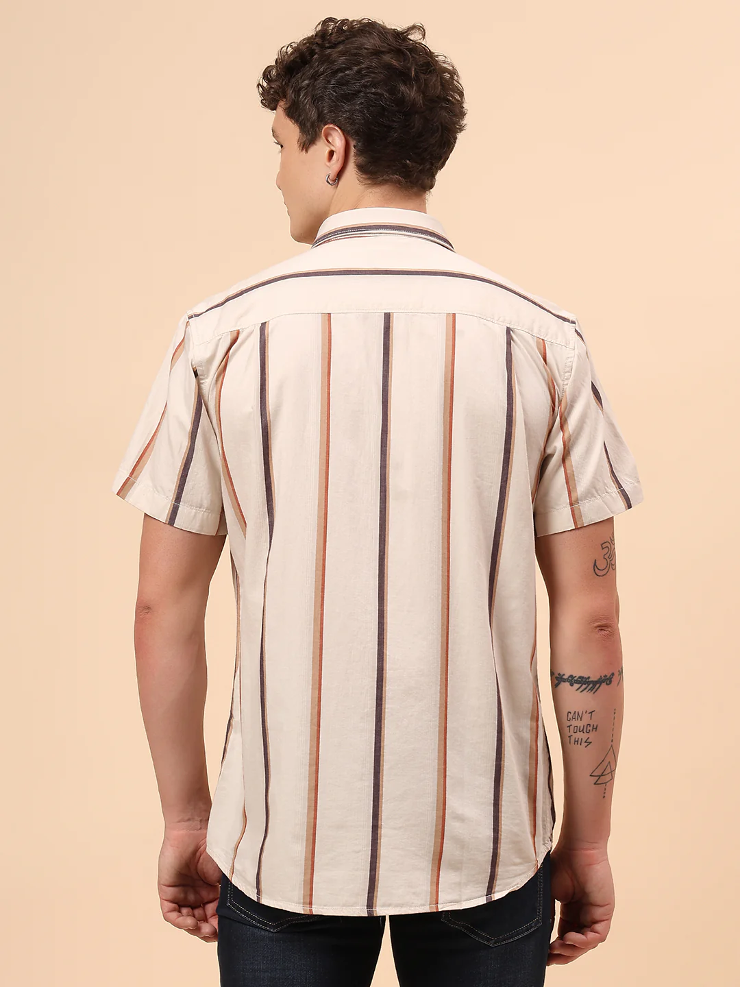 Casual Shirt for Men | Breathable & Soft with Color Fastness Regular Fit Spread Collar Neck Cotton Fabric Striped Pattern - Image 6