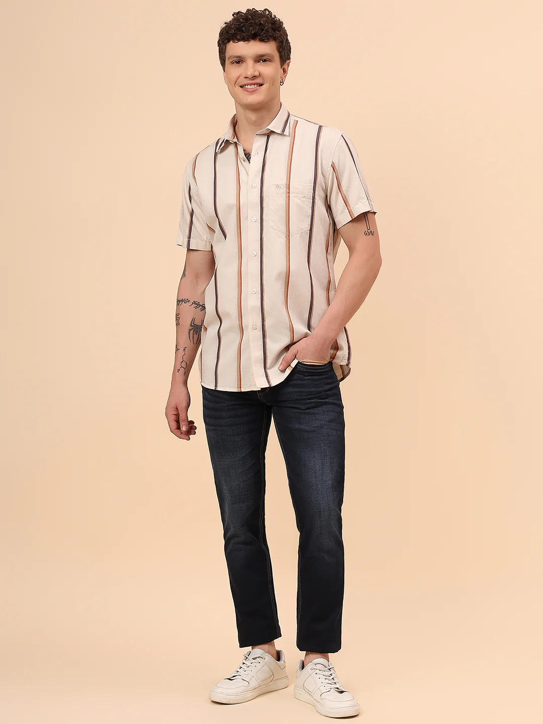 Casual Shirt for Men | Breathable & Soft with Color Fastness Regular Fit Spread Collar Neck Cotton Fabric Striped Pattern - Image 8
