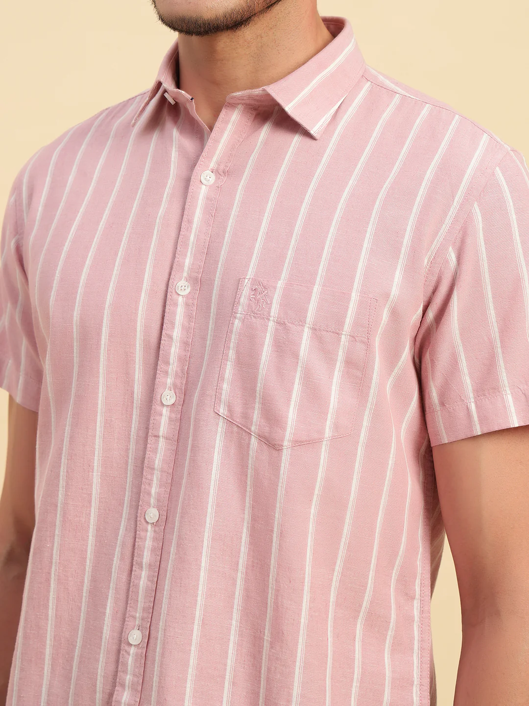 Casual Shirt for Men | Breathable & Soft with Color Fastness Regular Fit Spread Collar Neck Cotton Fabric Striped Pattern - Image 8