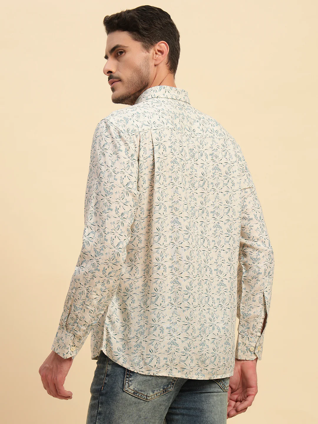 Casual Shirt for Men | Breathable & Soft with Color Fastness Regular Fit Spread Collar Neck Cotton Linen Fabric Printed Pattern - Image 6