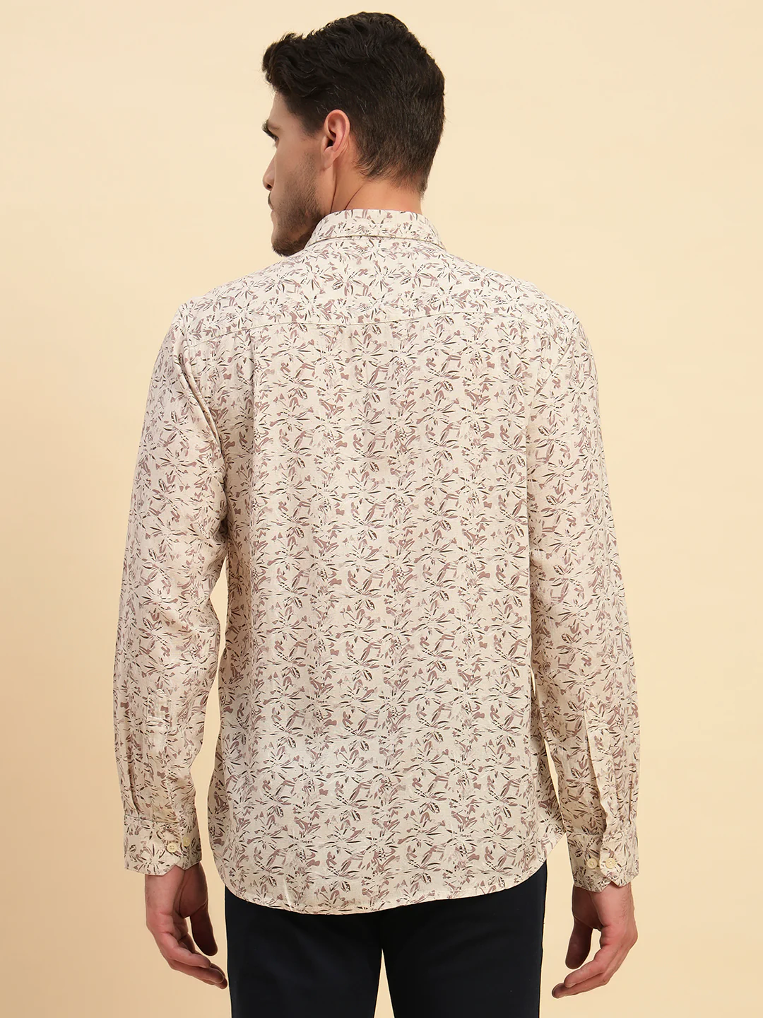 Casual Shirt for Men | Breathable & Soft with Color Fastness Regular Fit Spread Collar Neck Cotton Linen Fabric Printed Pattern - Image 3