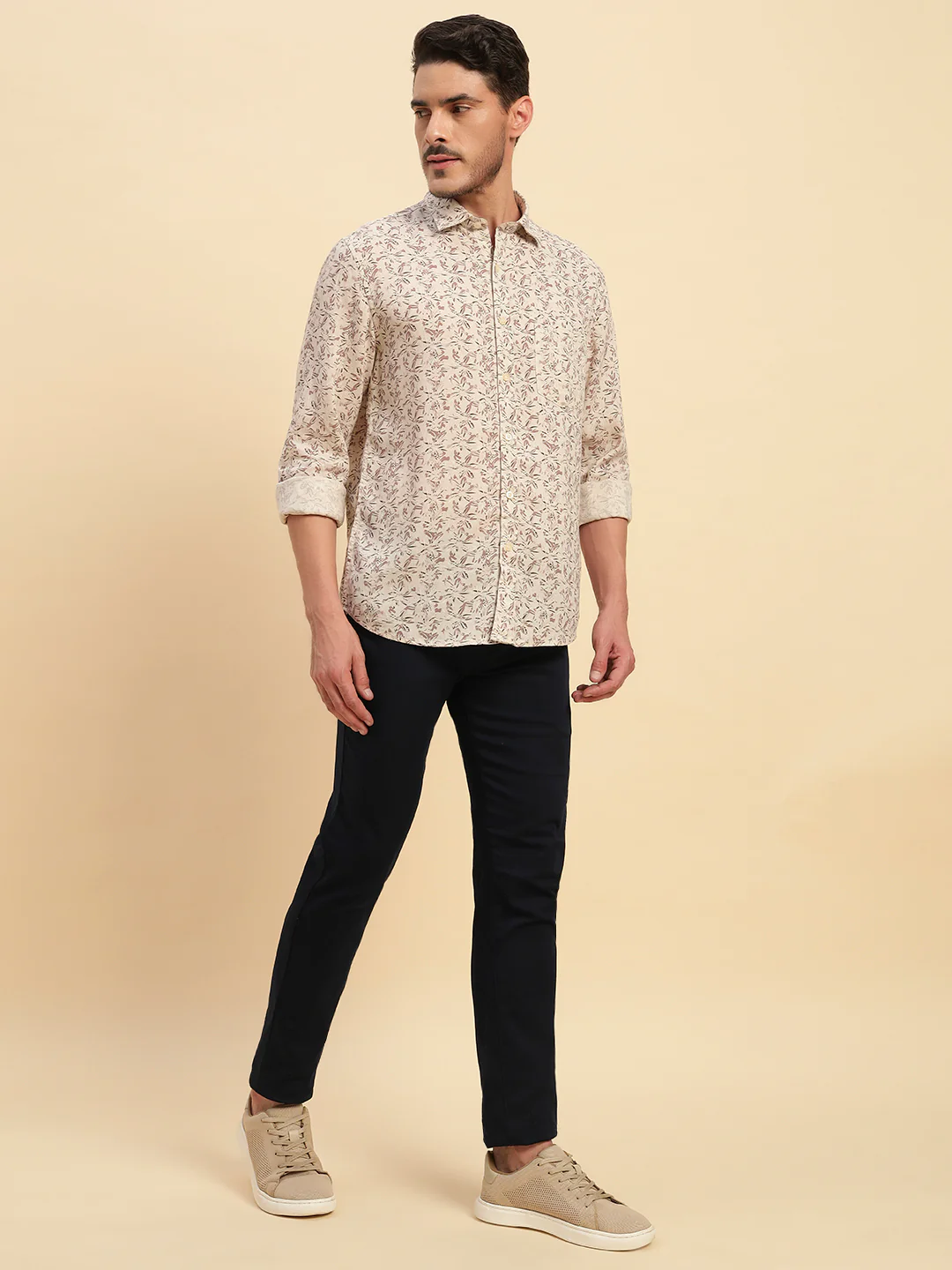 Casual Shirt for Men | Breathable & Soft with Color Fastness Regular Fit Spread Collar Neck Cotton Linen Fabric Printed Pattern - Image 7