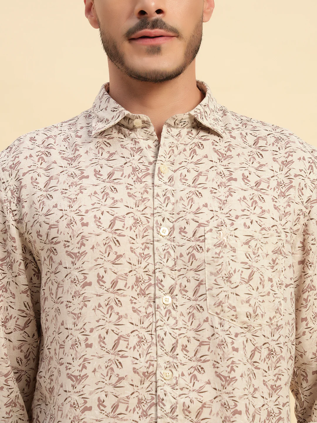 Casual Shirt for Men | Breathable & Soft with Color Fastness Regular Fit Spread Collar Neck Cotton Linen Fabric Printed Pattern - Image 8