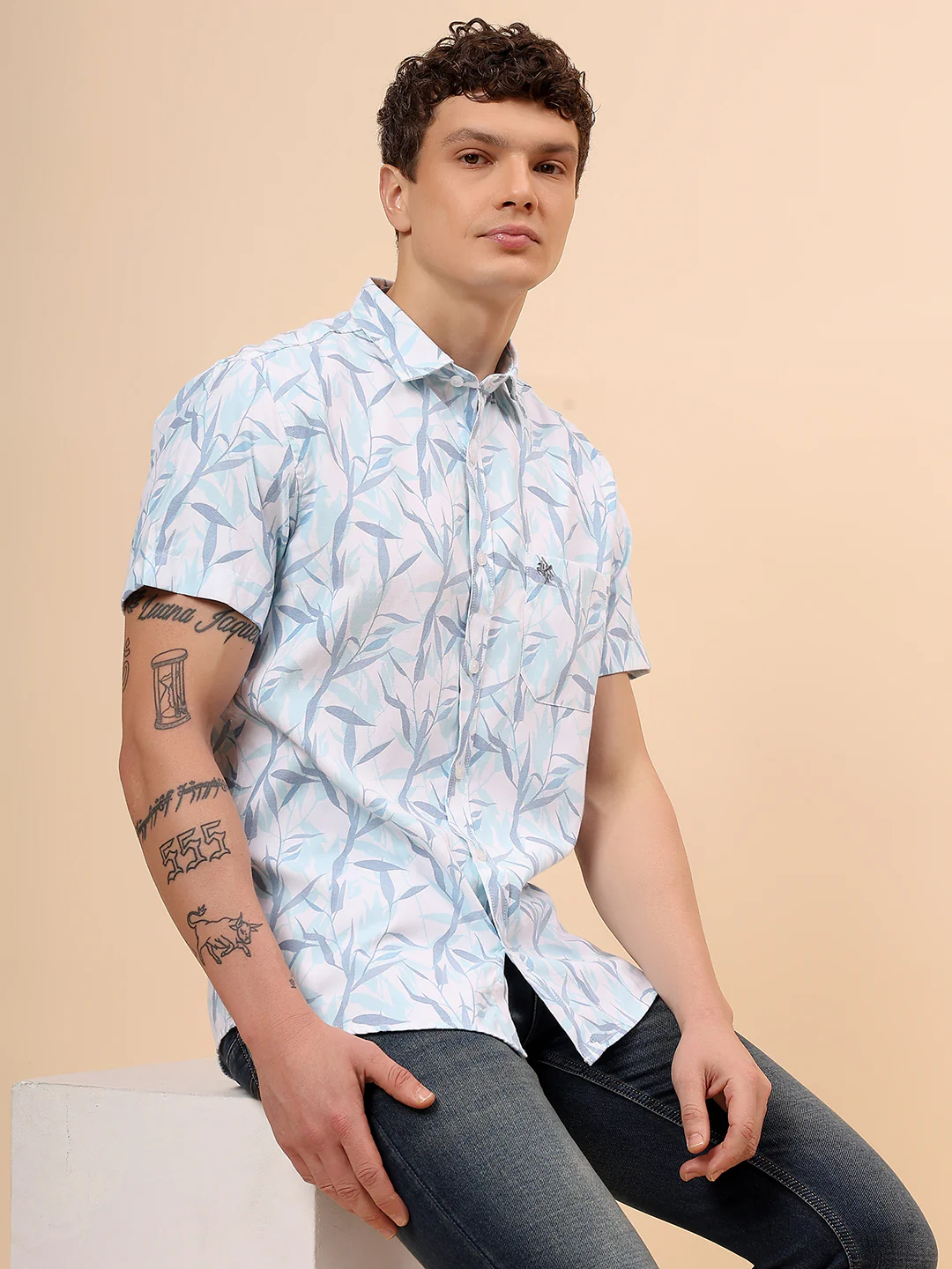 Casual Shirt for Men | Breathable & Soft with Color Fastness Regular Fit Spread Collar Neck Poly Cotton Fabric Printed Pattern - Image 2