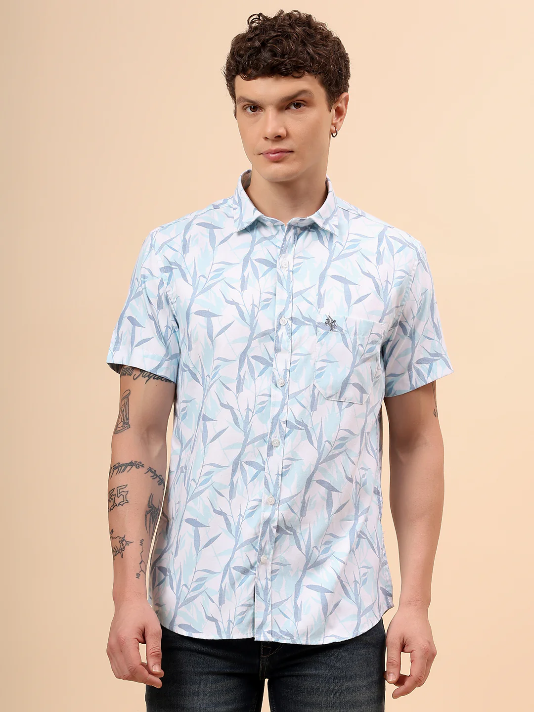 Casual Shirt for Men | Breathable & Soft with Color Fastness Regular Fit Spread Collar Neck Poly Cotton Fabric Printed Pattern - Image 3