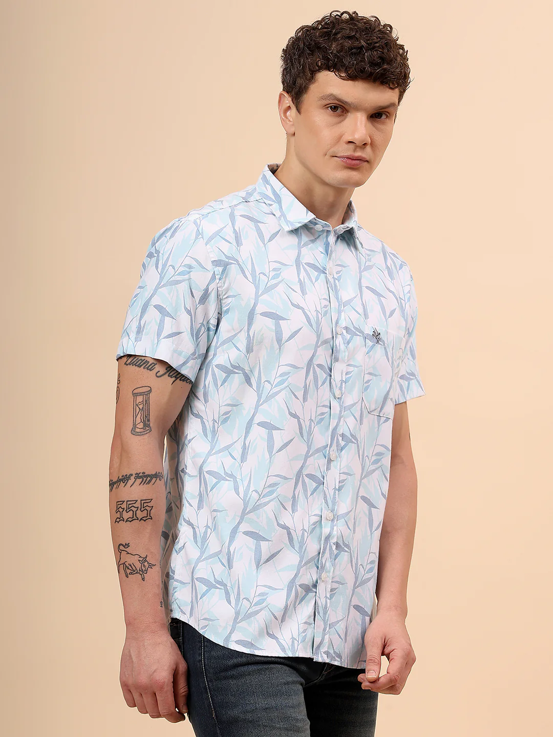 Casual Shirt for Men | Breathable & Soft with Color Fastness Regular Fit Spread Collar Neck Poly Cotton Fabric Printed Pattern - Image 5