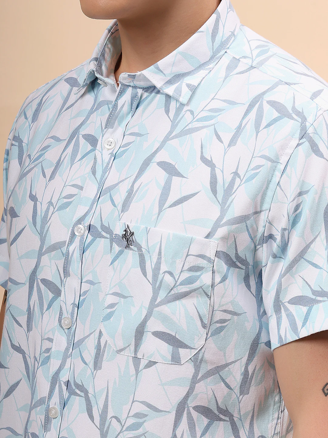 Casual Shirt for Men | Breathable & Soft with Color Fastness Regular Fit Spread Collar Neck Poly Cotton Fabric Printed Pattern - Image 7