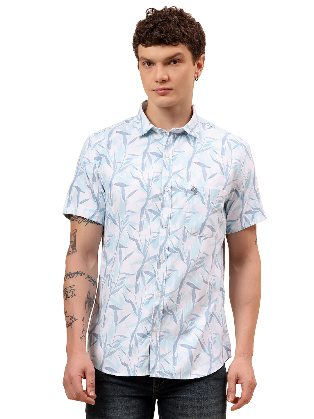 Casual Shirt for Men | Breathable & Soft with Color Fastness Regular Fit Spread Collar Neck Poly Cotton Fabric Printed Pattern - Image 9