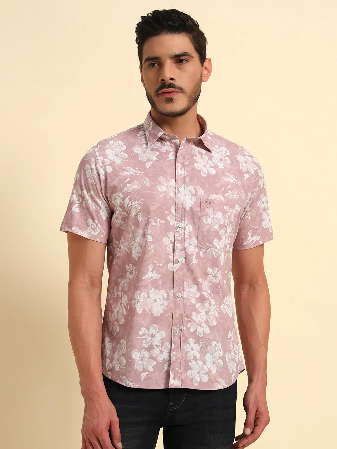 Casual Shirt for Men | Breathable & Soft with Color Fastness Regular Fit Spread Collar Neck Viscose Fabric Printed Pattern - Image 4