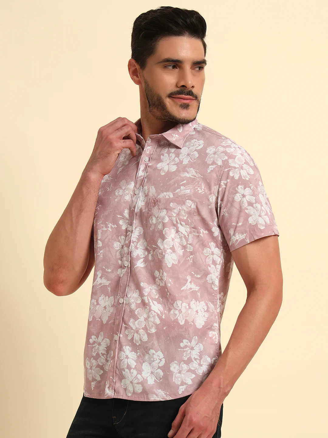 Casual Shirt for Men | Breathable & Soft with Color Fastness Regular Fit Spread Collar Neck Viscose Fabric Printed Pattern - Image 6