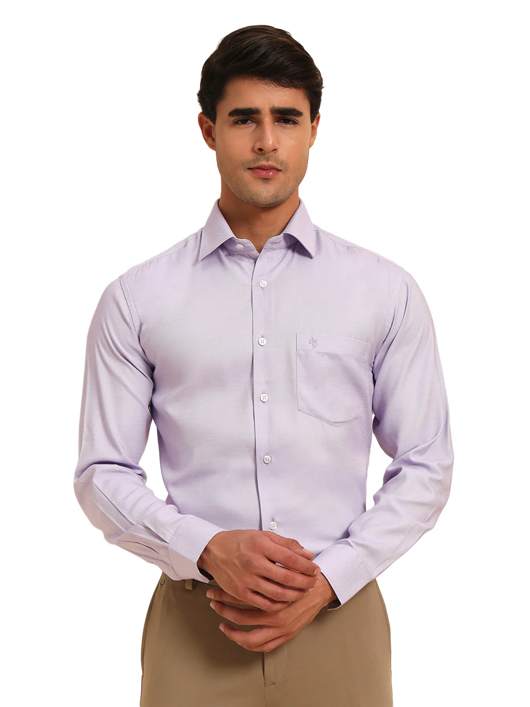 Formal Shirt for Men l Breathable & Soft with Color Fastness Regular Fit Spread Collar Neck Poly Cotton Fabric Self Design Pattern - Image 4