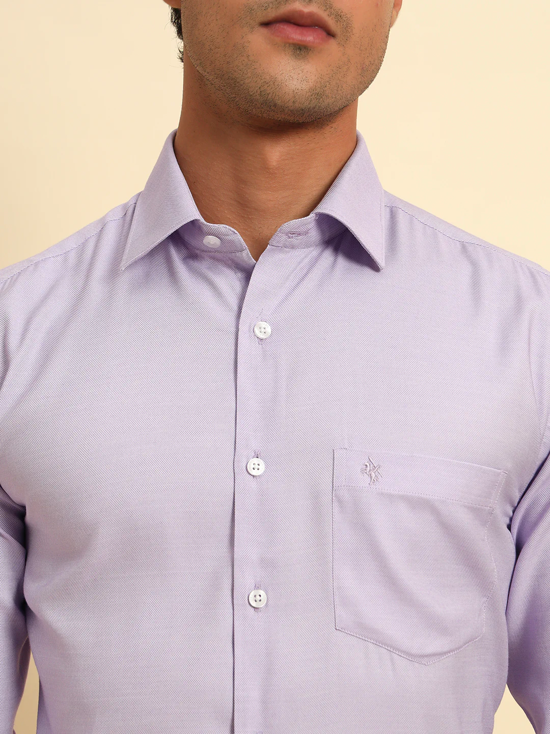 Formal Shirt for Men l Breathable & Soft with Color Fastness Regular Fit Spread Collar Neck Poly Cotton Fabric Self Design Pattern - Image 8
