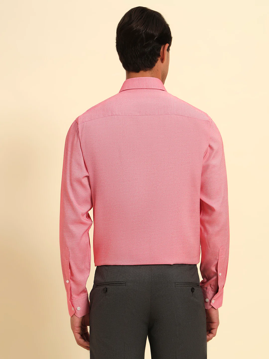 Formal Shirt for Men l Breathable & Soft with Color Fastness Regular Fit Spread Collar Neck Poly Cotton Fabric Self Design Pattern - Image 7