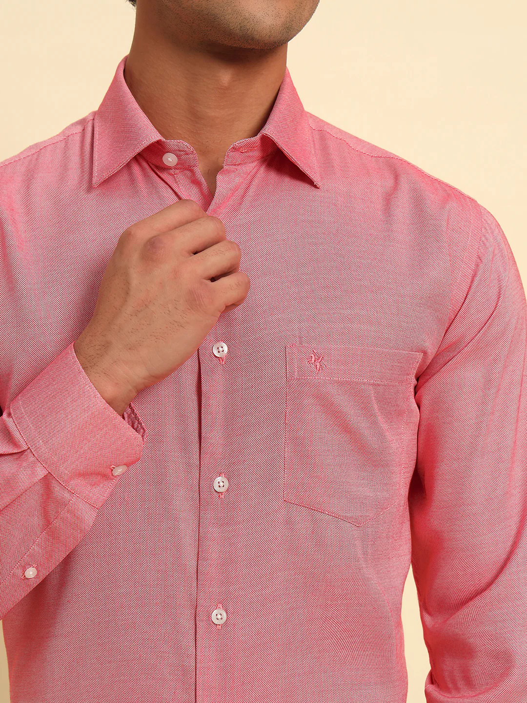 Formal Shirt for Men l Breathable & Soft with Color Fastness Regular Fit Spread Collar Neck Poly Cotton Fabric Self Design Pattern - Image 8