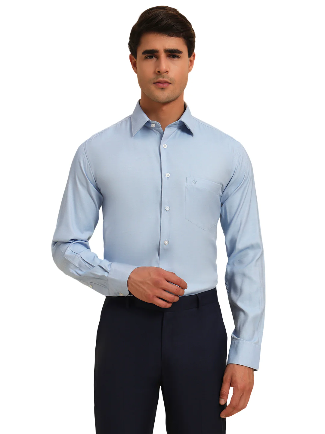 Formal Shirt for Men l Breathable & Soft with Color Fastness Regular Fit Spread Collar Neck Poly Cotton Fabric Self Design Pattern - Image 4