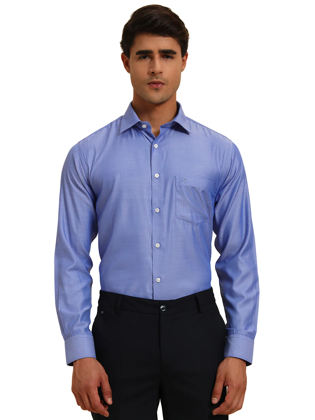 Formal Shirt for Men l Breathable & Soft with Color Fastness Regular Fit Spread Collar Neck Poly Cotton Fabric Self Design Pattern - Image 2
